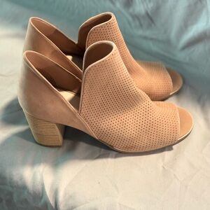 Cole Haan Tan Heeled Boots with Modern Cutout Design
